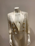 SOLD OUT Balmain double breasted silk satin trim cropped blazer jacket F 40 ladies