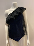 MAJE Lowers one-shoulder tulle ruffle body top Size 3 L large ladies