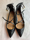 Black Leather Aquazzura Women's Ballet Flats shoes flats Size 35 UK 2 US 5 ladies