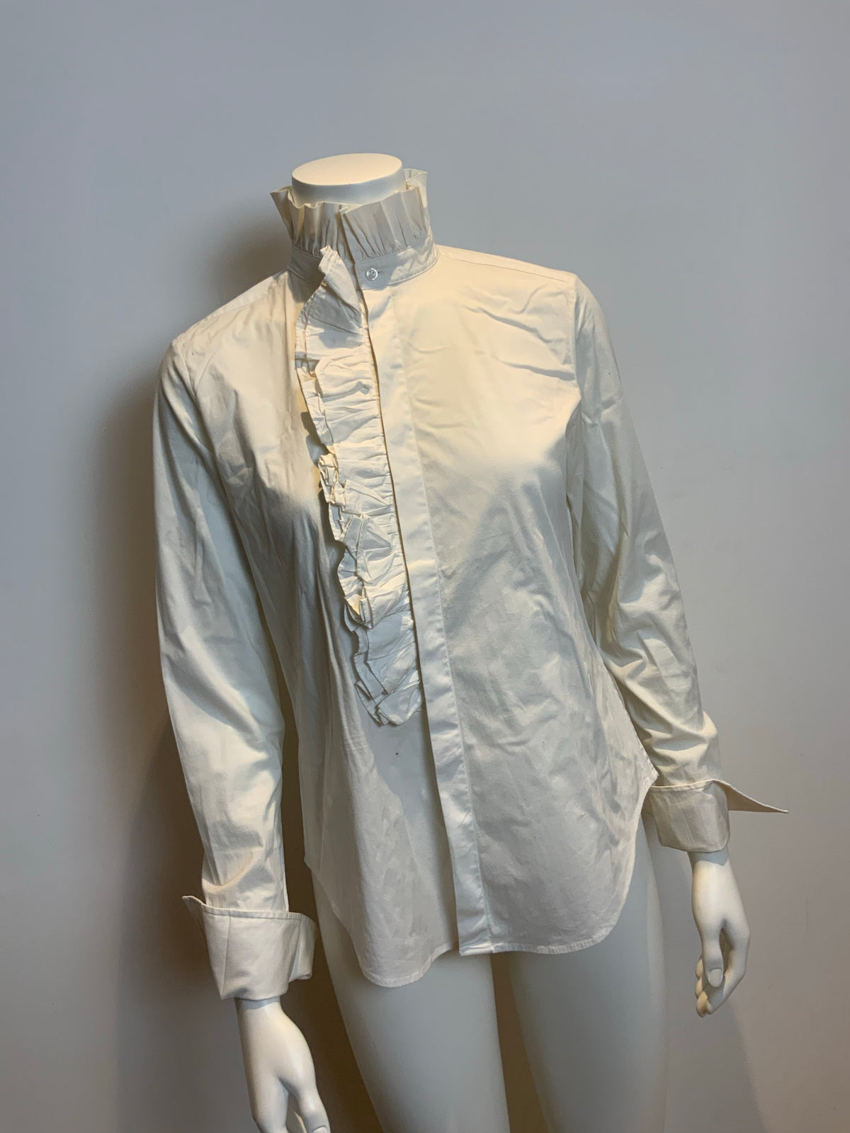 RALPH LAUREN Blue Label Mock Neck Long Sleeve Button-Up Top Shirt Size US 8 UK12 ladies