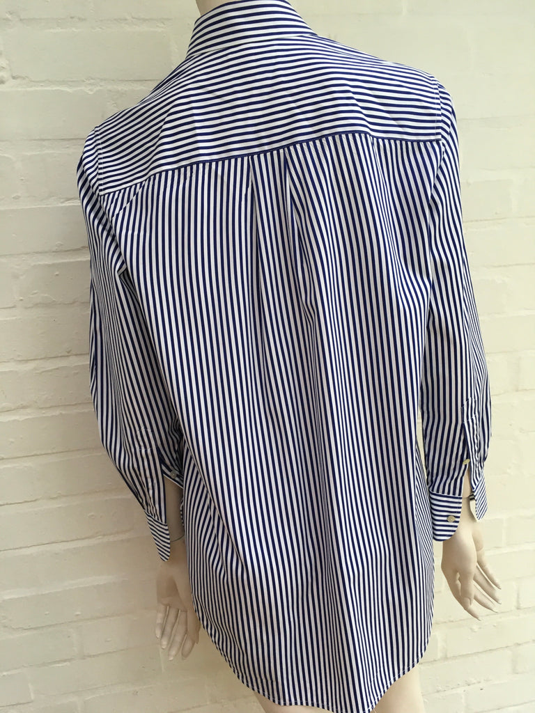 Thomas Pink Women Blue/ White Stripe Oversized Collar Designer Shirt S –  Afashionistastore