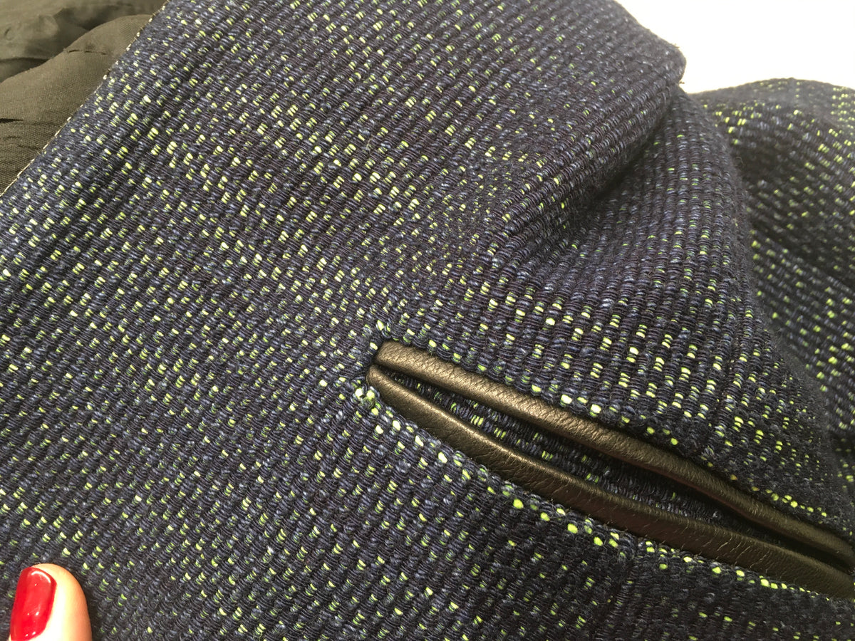 SANDRO Paris Tweed Leather Insert Jacket Blazer SIZE F 38 UK 10 US 6 ladies