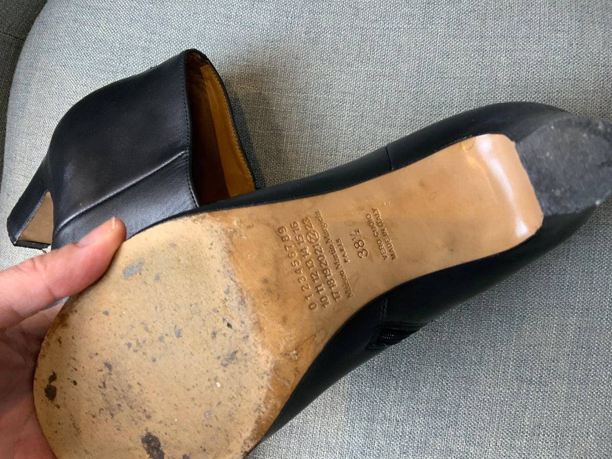 Maison Martin Margiela peep toe leather ankle boots 38 1/2 US 8.5 UK 5.5 ladies
