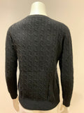 J.Crew Black Wool Blend Cable Knit Sweater Jumper Size S small ladies