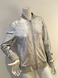 pat pats p c&a silver vintage look faux leather bomber jacket Size M medium ladies