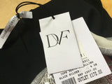 Diane Von Furstenberg Desta Embellished Top Silver Sequins Black Silk Club DVF Size 4 S Small NEW Ladies