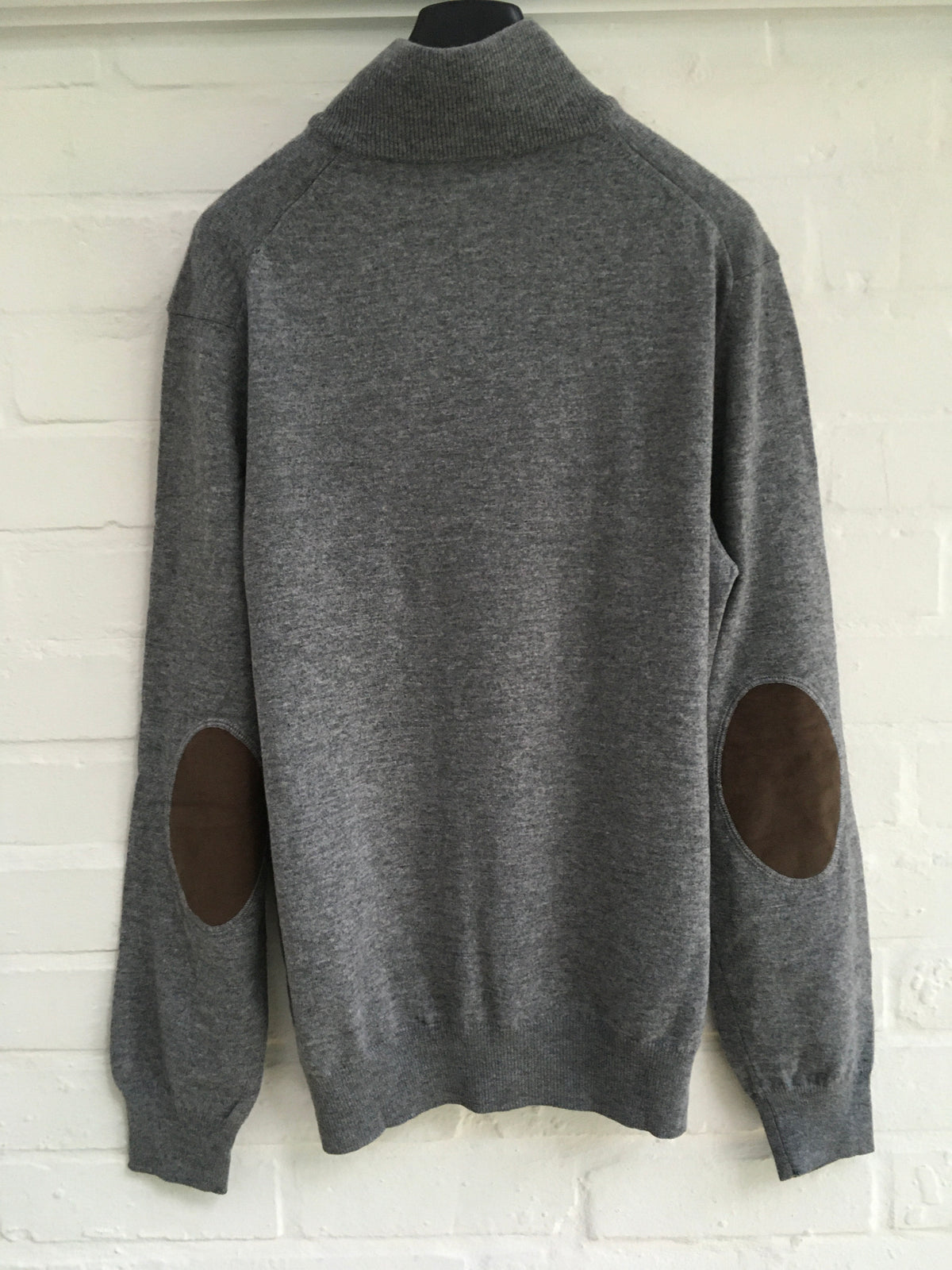 HACKETT LONDON GREY CASHMERE WOOL KNIT HALF ZIP SWEATER JUMPER M MEDIUM MEN