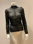 & Other Stories Fitted Rauched Seethrou Sheemer Black Top Pullover Size M ladies