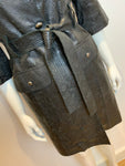 POLECI Amazing Leather Laser Cut Trench Coat Size UK 4 US 0 XXS ladies