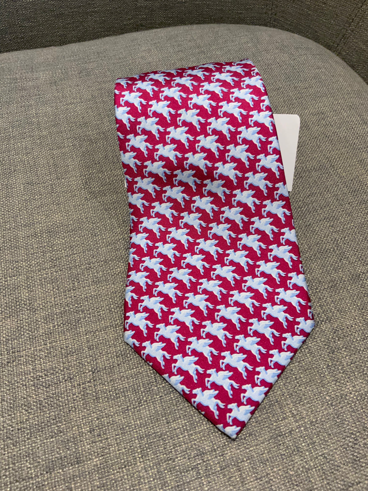Hermès HERMES Paris Silk GREY SILK FLYING PEGASUS PRINT NECK TIE 5182 IA men