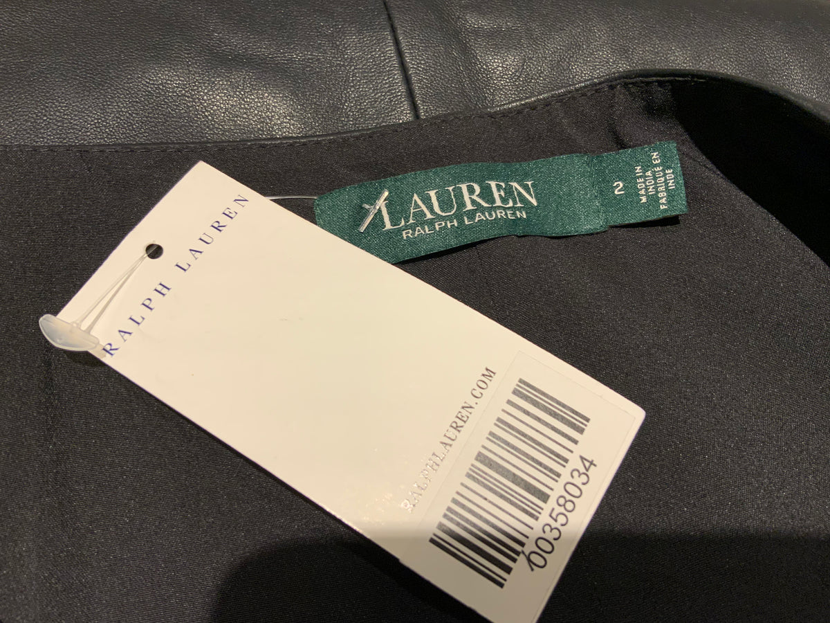 Ralph Lauren Lauren Lambs leather fitted midi skirt US 2 UK 6 XS ladies