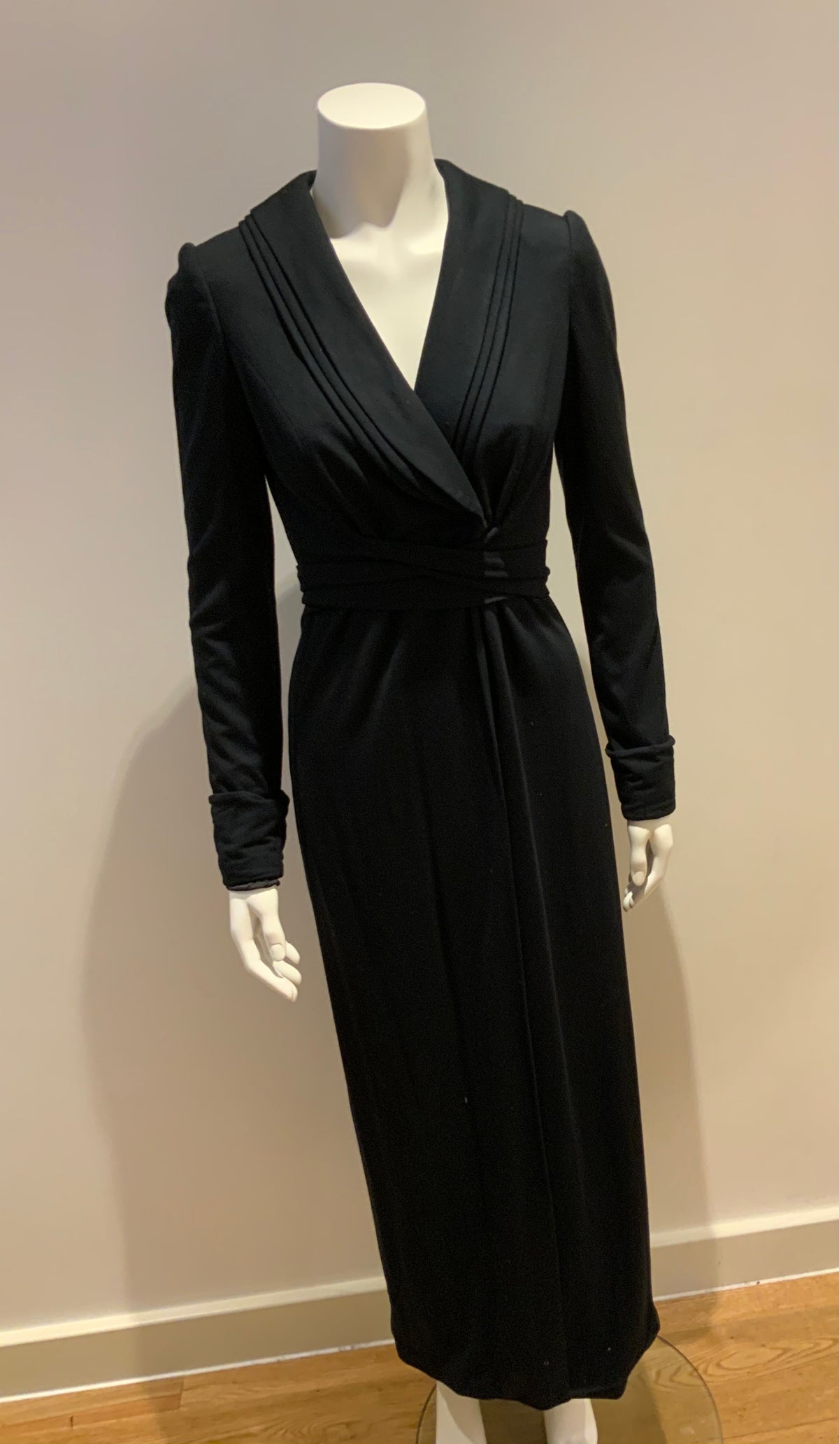 JASMINE DI MILO BLACK WOOL LONG COAT DRESS SIZE S SMALL ladies