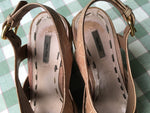 Miu Miu Beige Leather Sandals Wedges Size 36 UK 3 US 6 Ladies