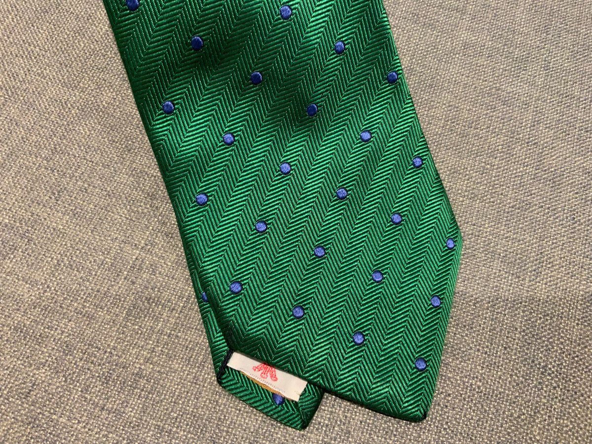 TURNBULL & ASSER HANDMADE Mens Green Dots Tie men