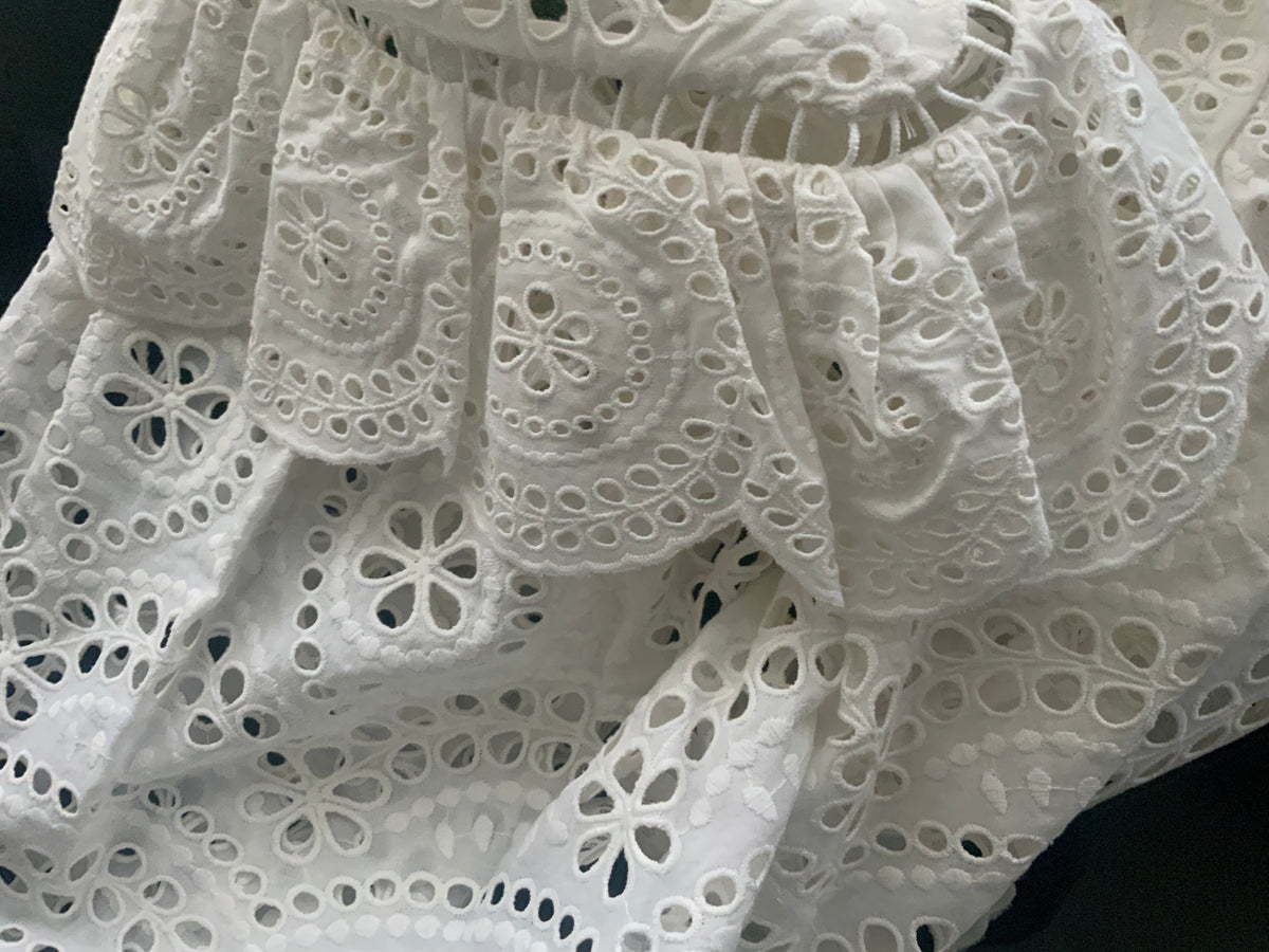 Zimmermann Meridian Broderie-Anglaise Cotton Ruffle-Detailed Top Size O XS ladies