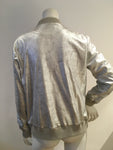 pat pats p c&a silver vintage look faux leather bomber jacket Size M medium ladies