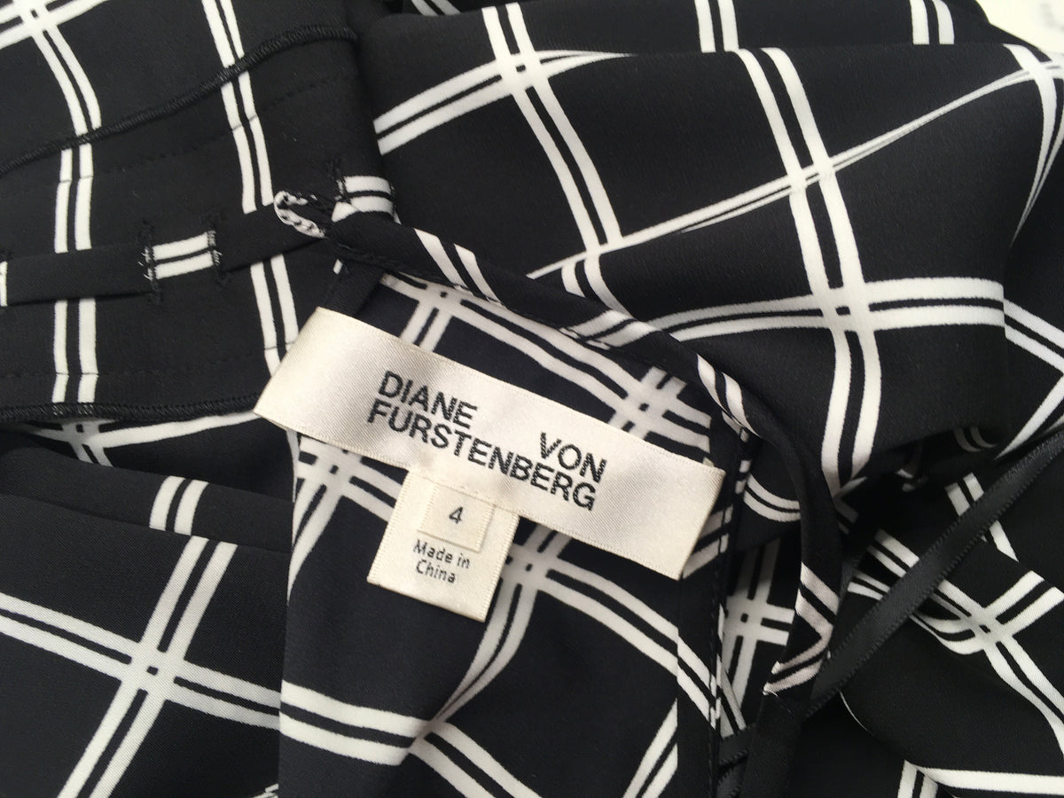 Diane von Furstenberg 2019 Davin checked silk jumpsuit Size US 4 UK 8 S Small ladies
