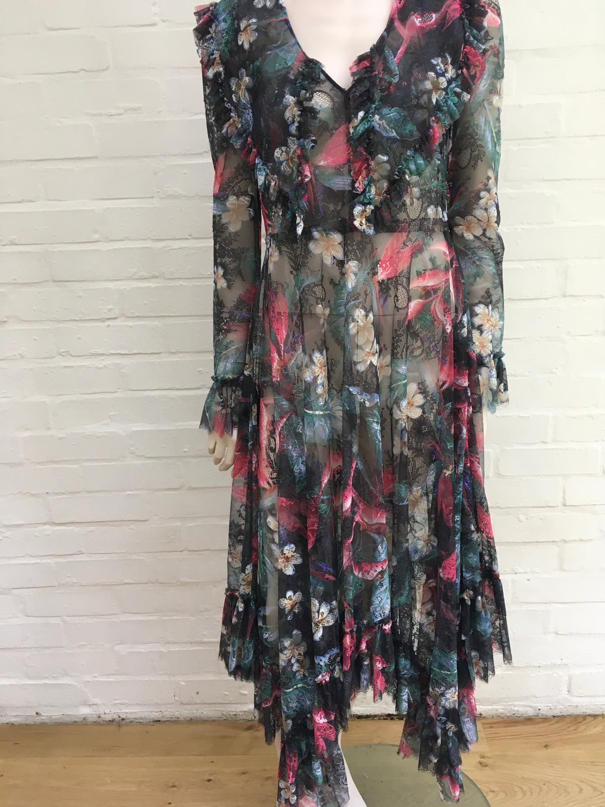 Philosophy di Lorenzo Serafini Sheer Lace-Accented Maxi Dress  Ladies