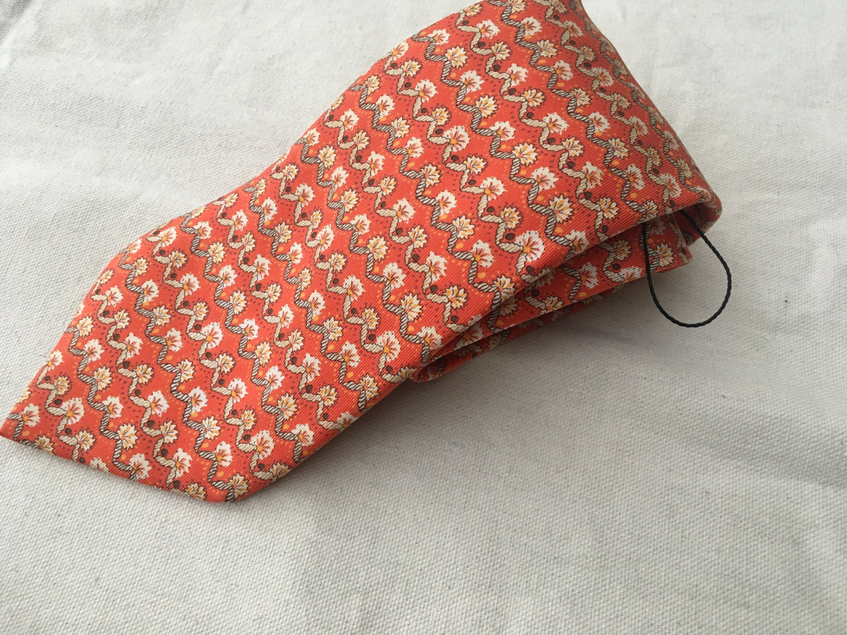 Hermès HERMES Paris Silk Floral Print Tie 7940 MA 100% AUTHENTIC Men