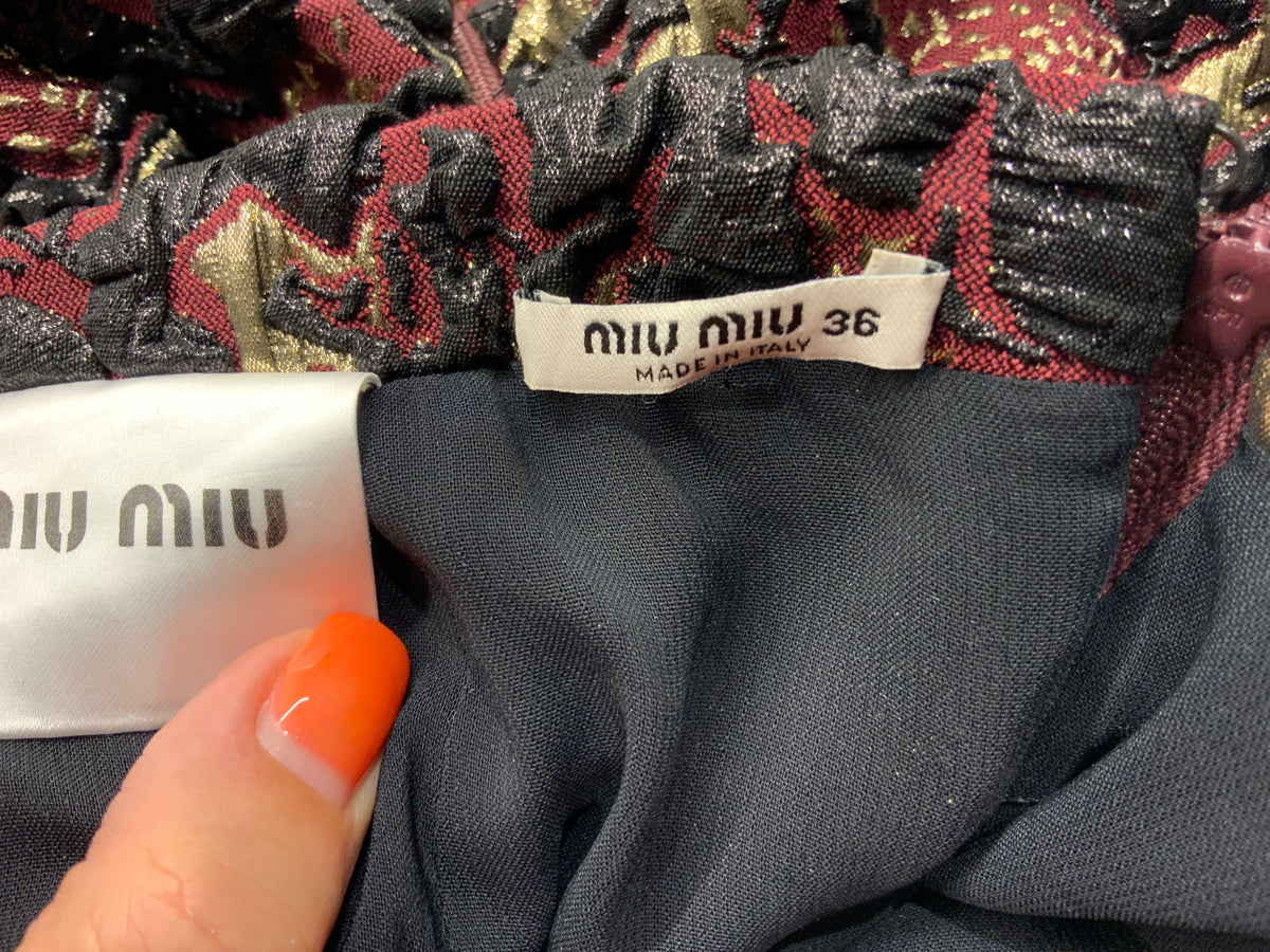 Miu Miu Bourdoux Jacquard Cloqué Midi Skirt Size I 36 US 0 UK 4 ladies