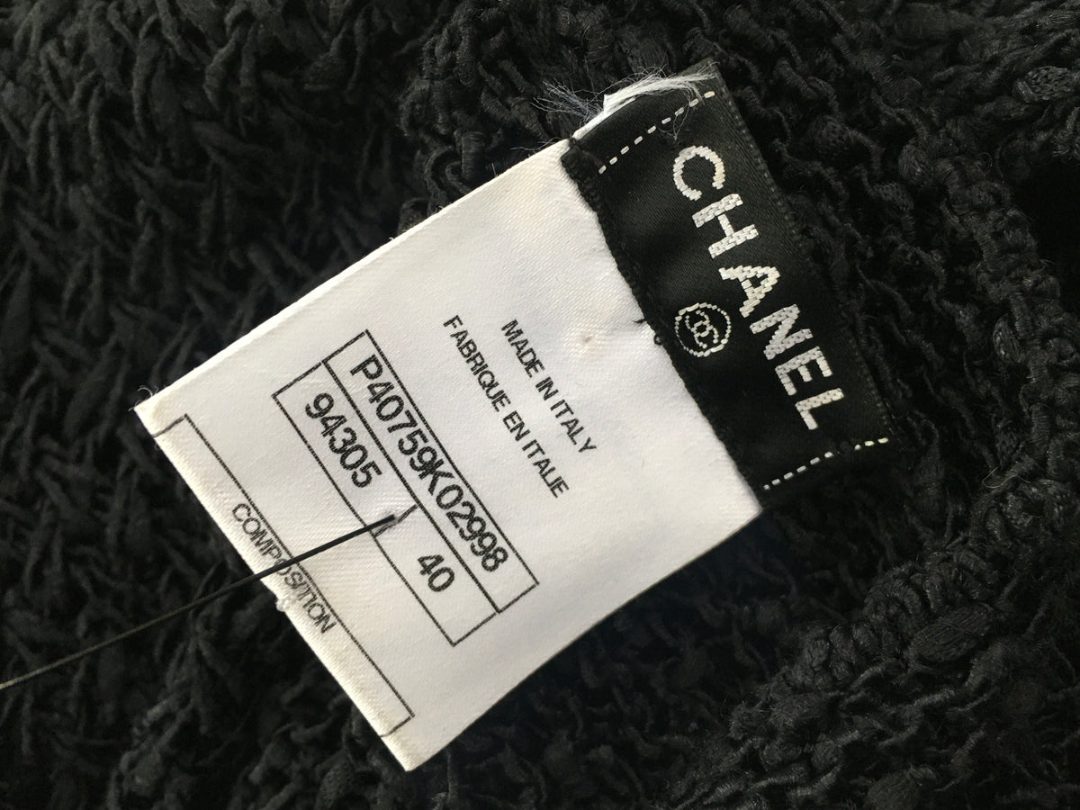 Chanel Black Cotton Crochet Knit Dress SZ F 40 UK 12 US 8 RARE ladies