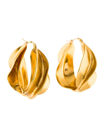 ICONIC CÉLINE Celine Phoebe Philo Gold Chunky Twisted Hoops Earrings ladies