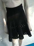 AZZEDINE ALAÏA ALAIA Black Fleece Wool Blend Laser Cut Short Swing Skirt Ladies