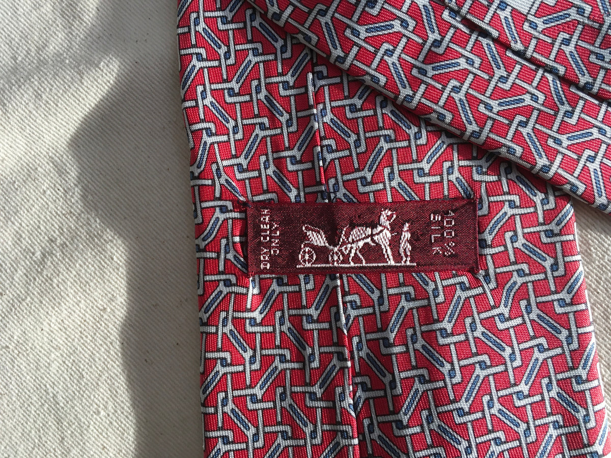 Hermès HERMES Paris Silk Blue Print Tie 5050 PA 100% AUTHENTIC Men