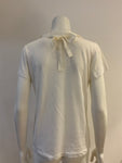 SACAI WHITE LINEN PEARLS CRYSTALS EMBELLISHED T SHIRT SIZE 2 M MEDIUM ladies