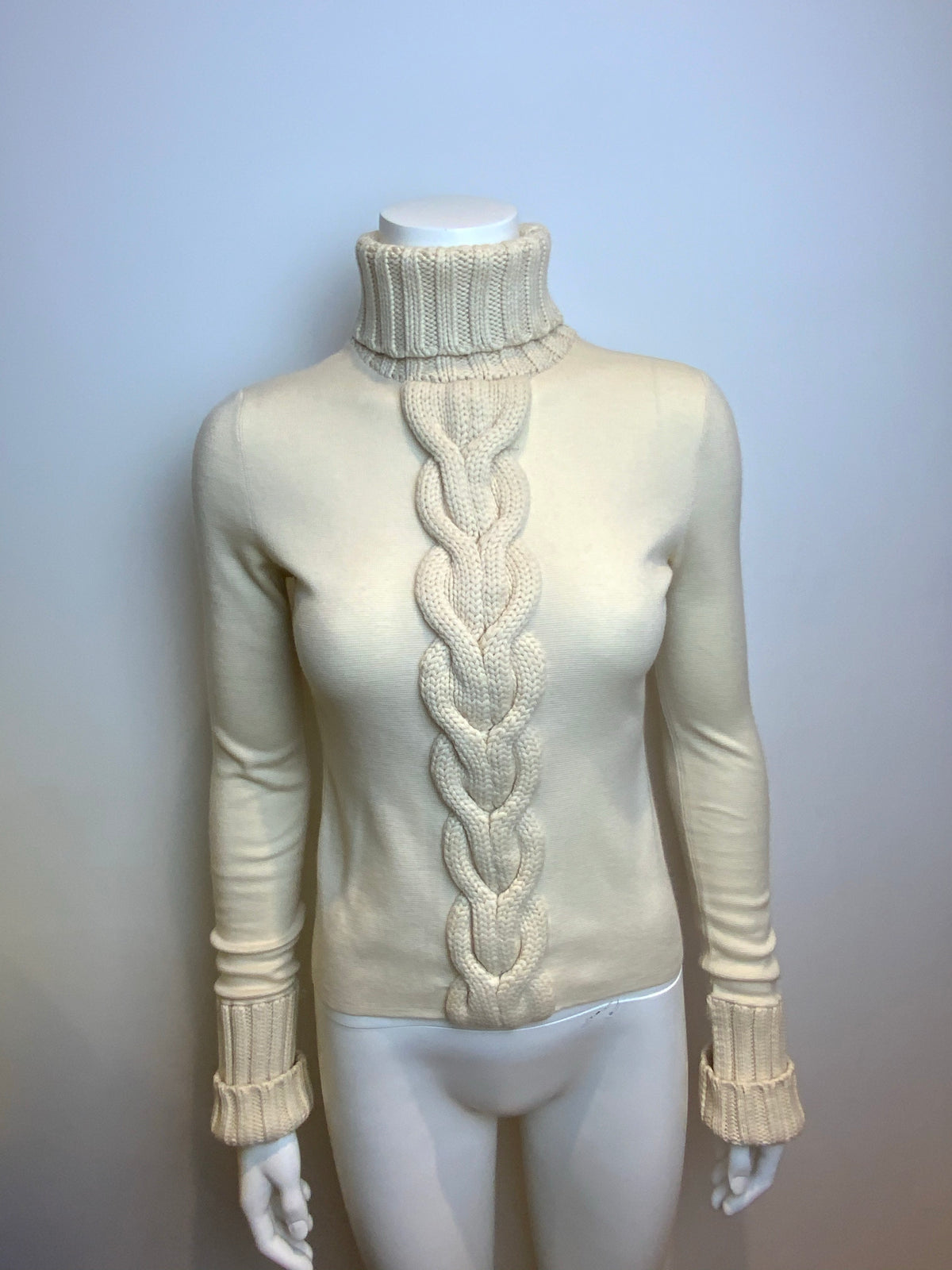 CÉLINE Celine Vintage Michael Kors Cashmere Cable Knit Turtleneck Sweater S ladies