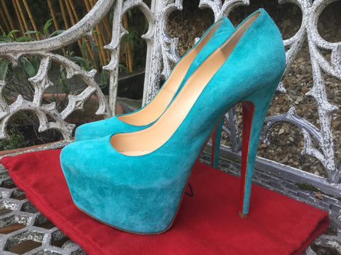 CHRISTIAN LOUBOUTIN Daffodile 160 turquoise suede leather pumps CHRISTIAN LOUBOUTIN Daffodile 160 turquoise suede leather pumps