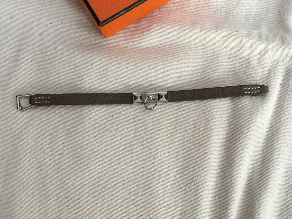 HERMES Swift Micro Rivale Bracelet Small Etoupe Palladium Size S Small ladies