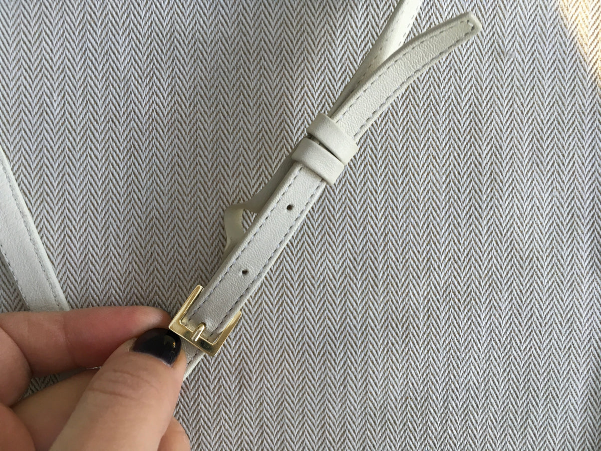 Elie Saab leather thin skinny white belt Ladis