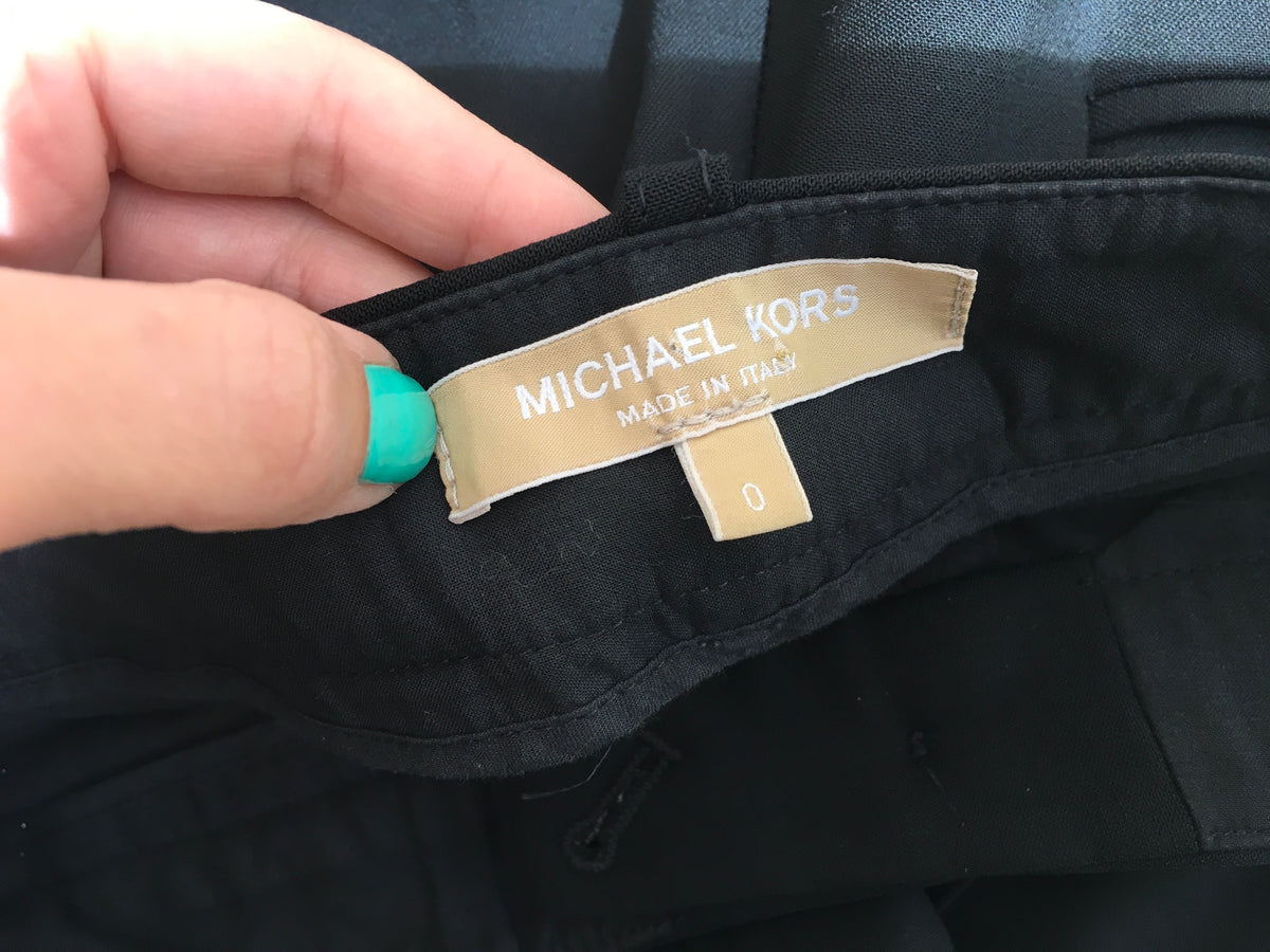 MICHAEL KORS Virgin Wool Black Cigarettes Pants Trousers Size 0 ladies