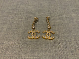 CHANEL 2020 CC Crystal Gold Drop Earrings ladies