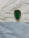 925 Sterling Silver Green Stone Large Ring ladies