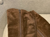 BAX Brown Suede Leather Zip High Knee Boots Size 39 US 9 UK 6 ladies