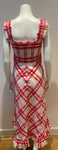 Ganni Runaway Checked Seersucker Midi Dress In Cherry Blossom 38 UK 10 US 6 dress