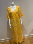OSHOPLIVE lace yellow Bohemian dress kaftan Size S small ladies
