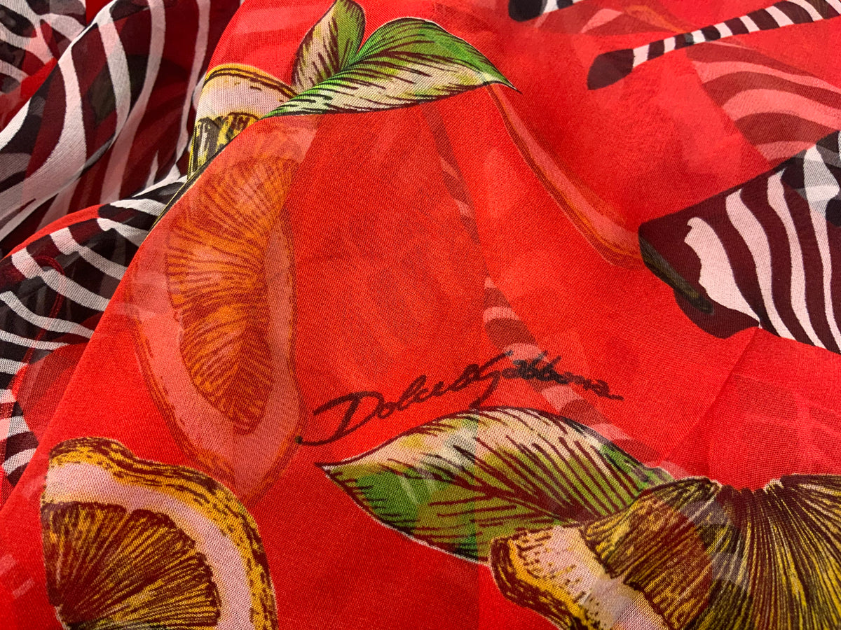 Dolce & Gabbana Red Zebra Print Silk Off Shoulder Blouse Size I 44 UK 12 US 8 ladies