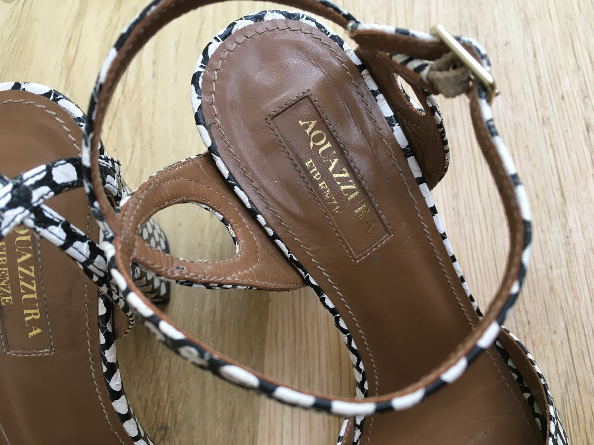 Aquazzura Embossed Leather Sandals Size 35  ladies
