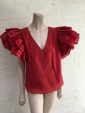 Rosie Assoulin Dust Ruffle Red Top Size M medium ladies