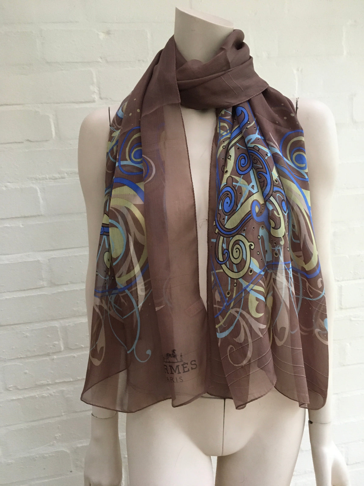 Hermès HERMES H Comme Histoires Vintage Mousseline Chiffon Shawl Scarf Ladies