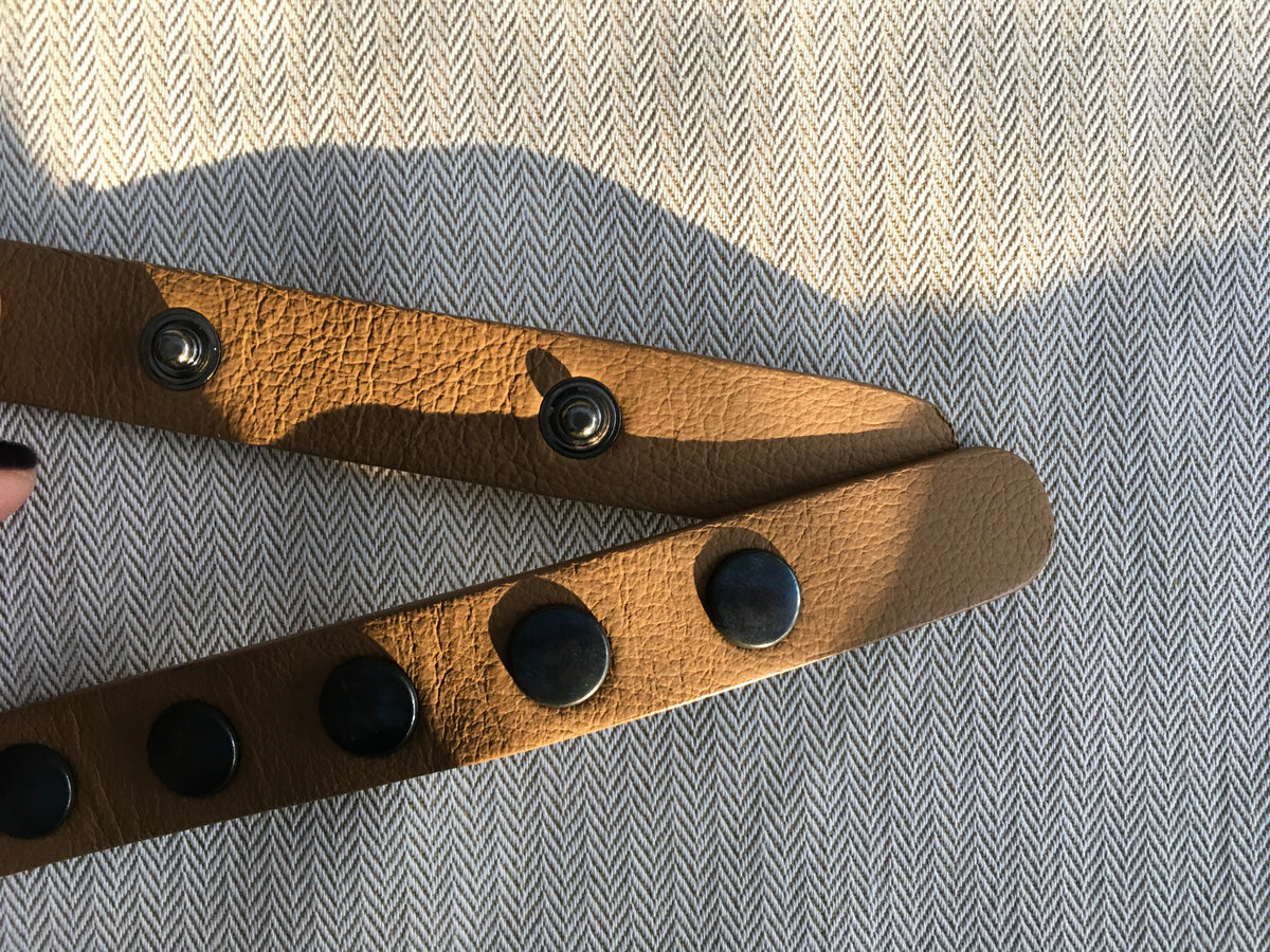 ALESSANDRA RICH Brown Jewel Leather Thin Skinny Belt Ladies
