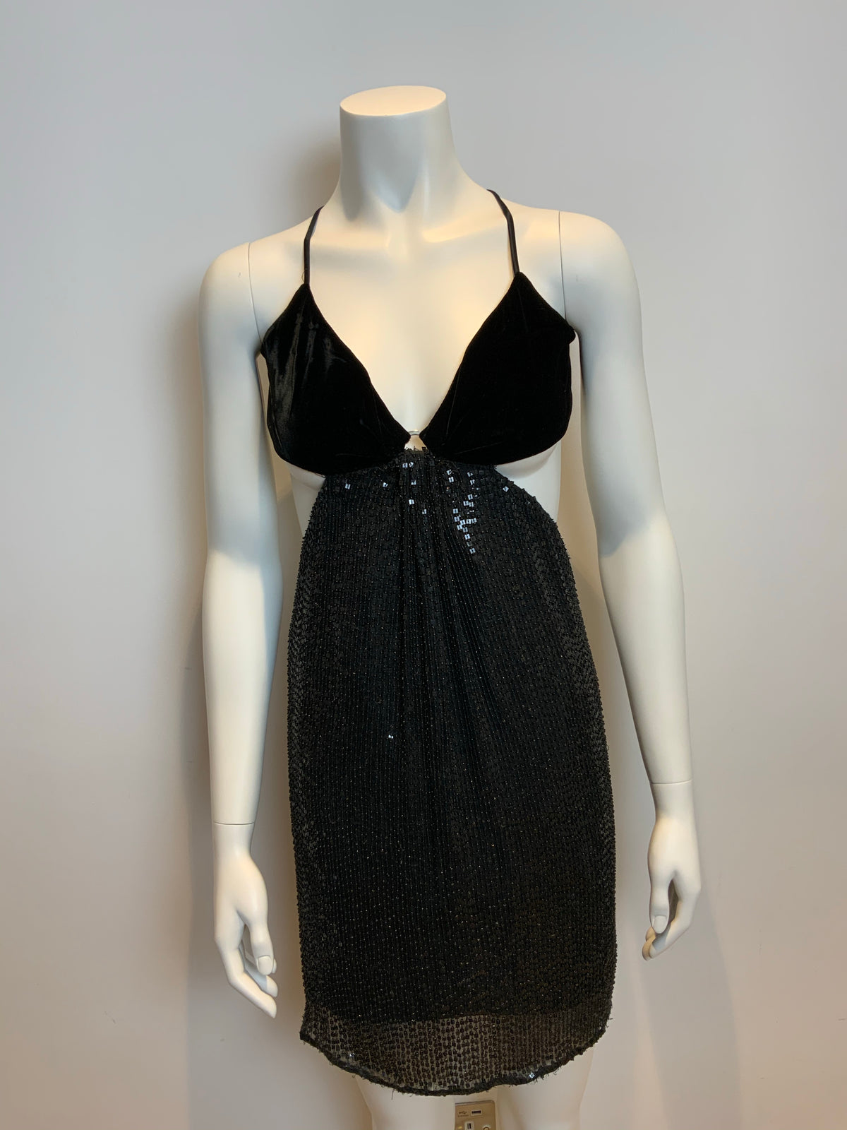 Cynthia Steffe Sequin Embellished Mini Sexy Velvet Bra Top Dress Size 0 XXS ladies