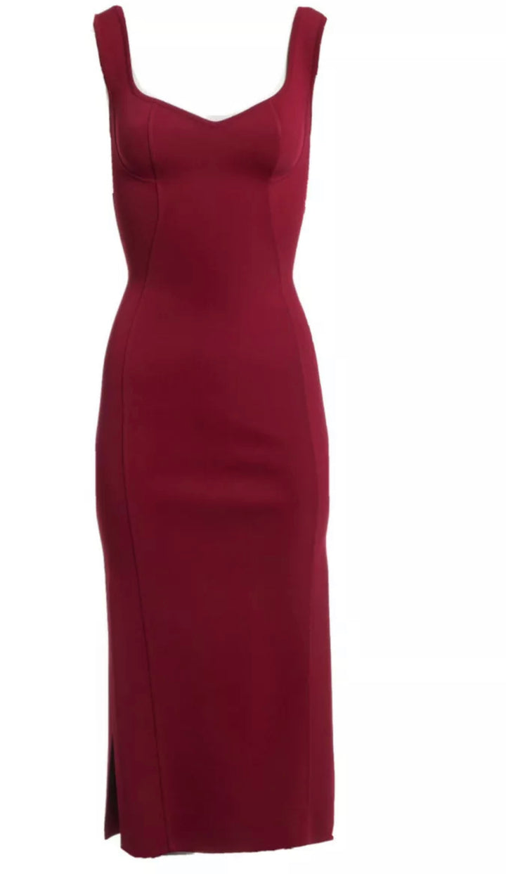 Azzedine Alaïa Alaia Bodycon ete 91 Burgundy Dress F 42 UK 14 US 10 ladies