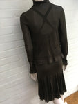 Chanel 04P Brown Knit Fabulous Hem Line Detail Dress + Cardigan Set Ladies