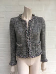 CHANEL : Tweed Collarless Jacket Blazer Wool Ladies