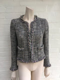 CHANEL : Tweed Collarless Jacket Blazer Wool Ladies