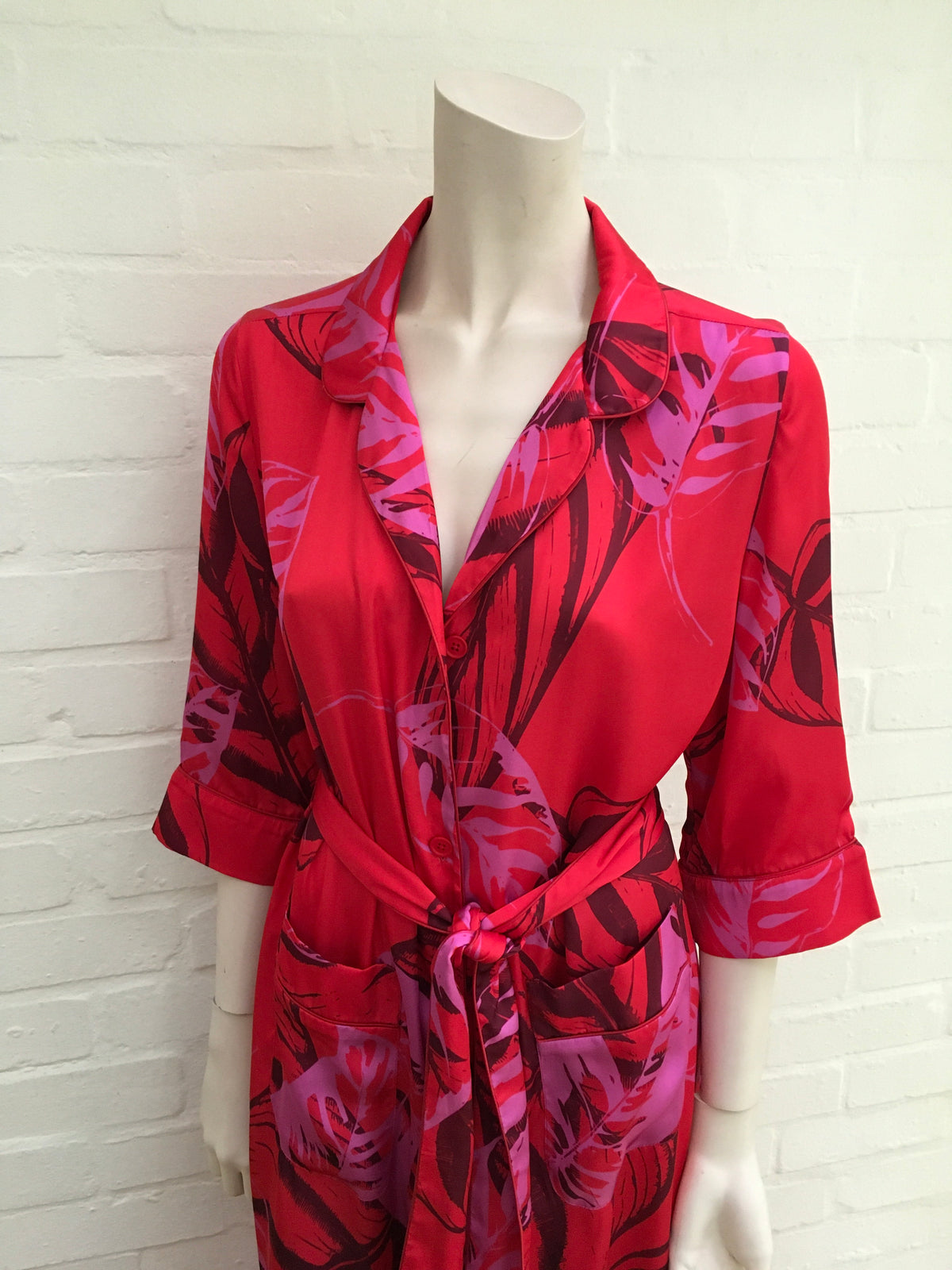 Borgo De Nor Maria Floral-Print Satin Robe Long Dress Ladies
